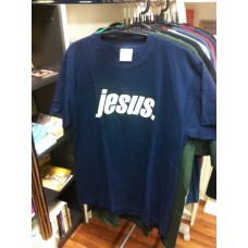 T-Shirt Jesus. creme auf blau