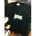 T-Shirt (Girlie) Jesus. creme auf schwarz