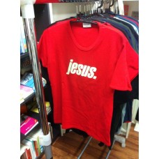 T-Shirt (Girlie) Jesus. creme auf rot